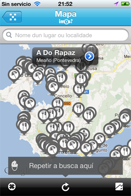 Screenshot do mapa de furanchos, tabernas, praias e puntos de información turística de Imos?